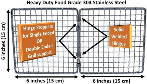 Portable Bushcraft Stainless BBQ Cooking Grill Grate, Bamboo Cutting Board, Burlap Bag, Mini Knife, Fire Starter Kits. Camping, Campfires, Backpac...